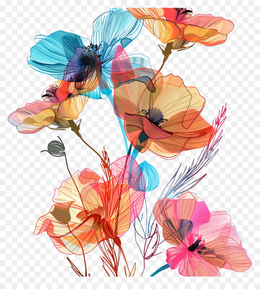 سلاسل الزهور，الزهور الملونة PNG
