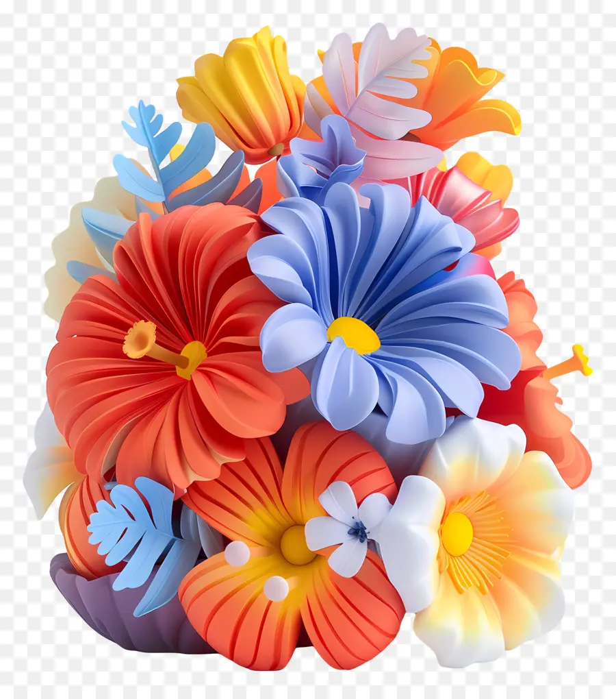 سلاسل الزهور，الزهور متعددة الألوان PNG