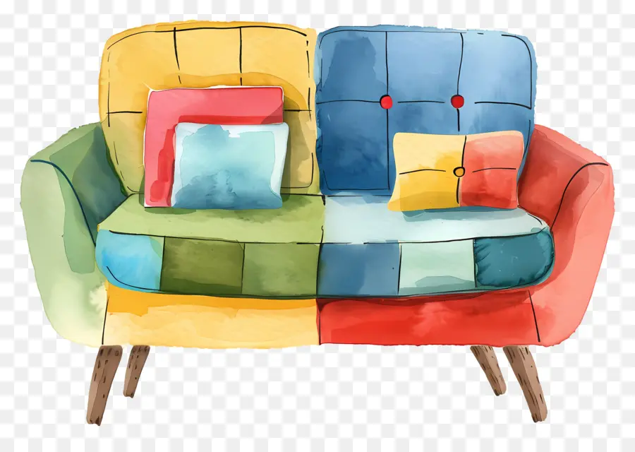الأثاث，الأريكة الملونة PNG