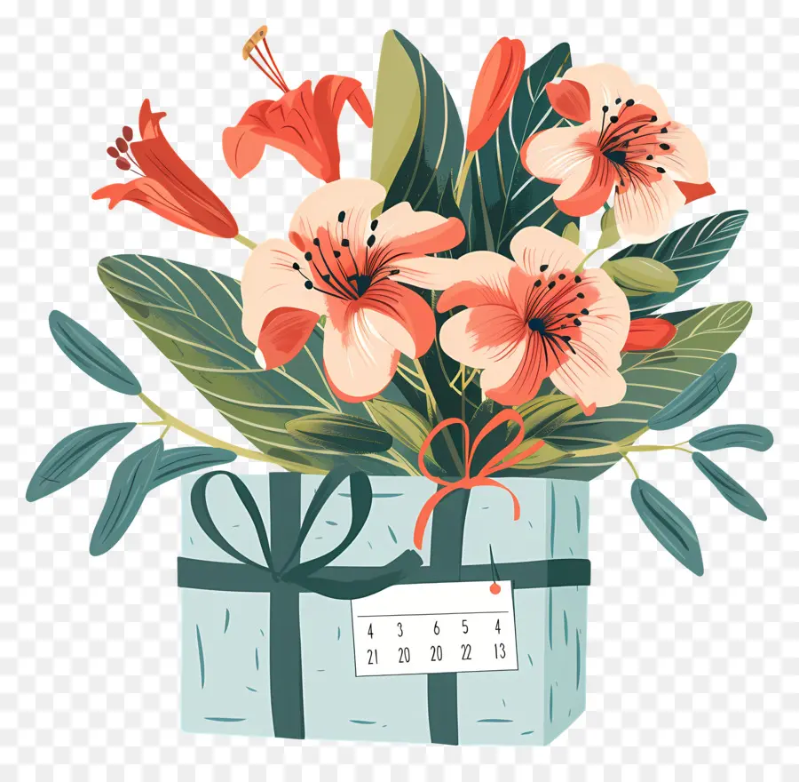 هدية，باقة من الزهور PNG