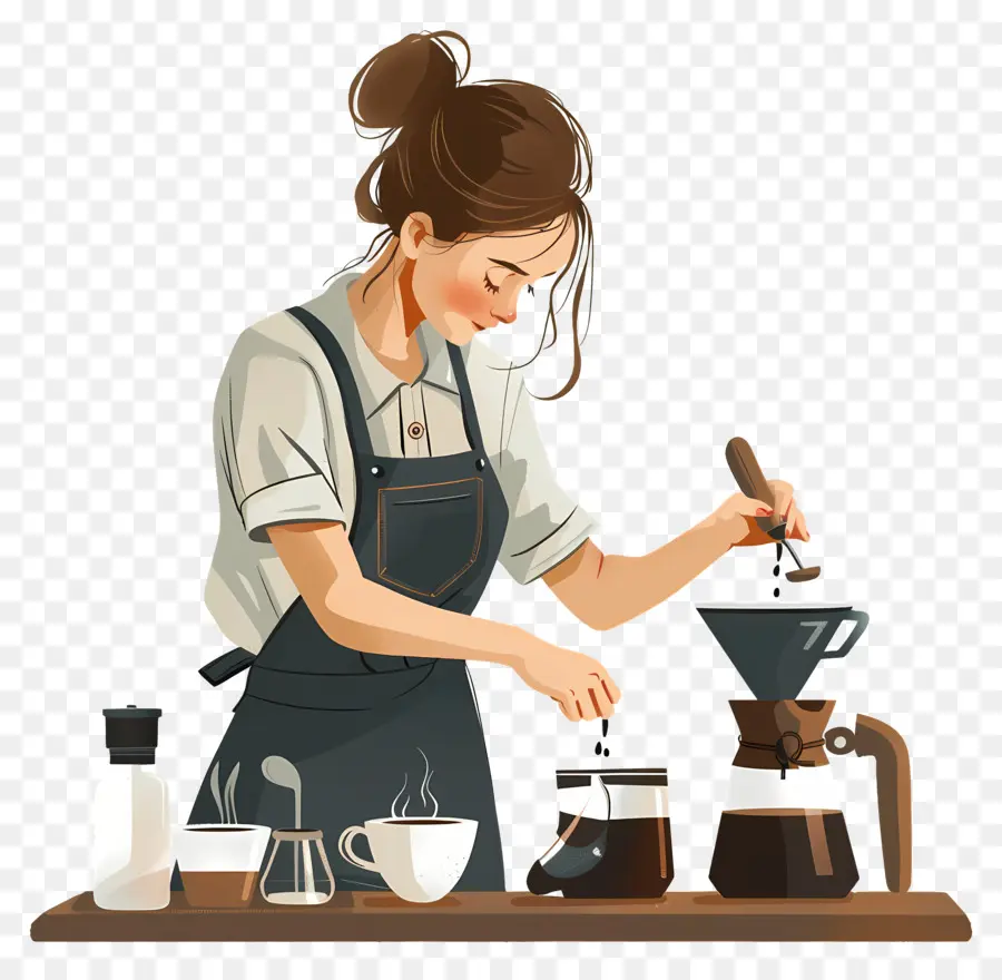 باريستا فتاة تصنع القهوة，امرأة PNG