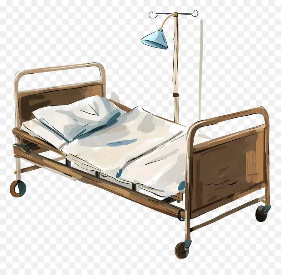 مستشفى سرير，إطار خشبي PNG
