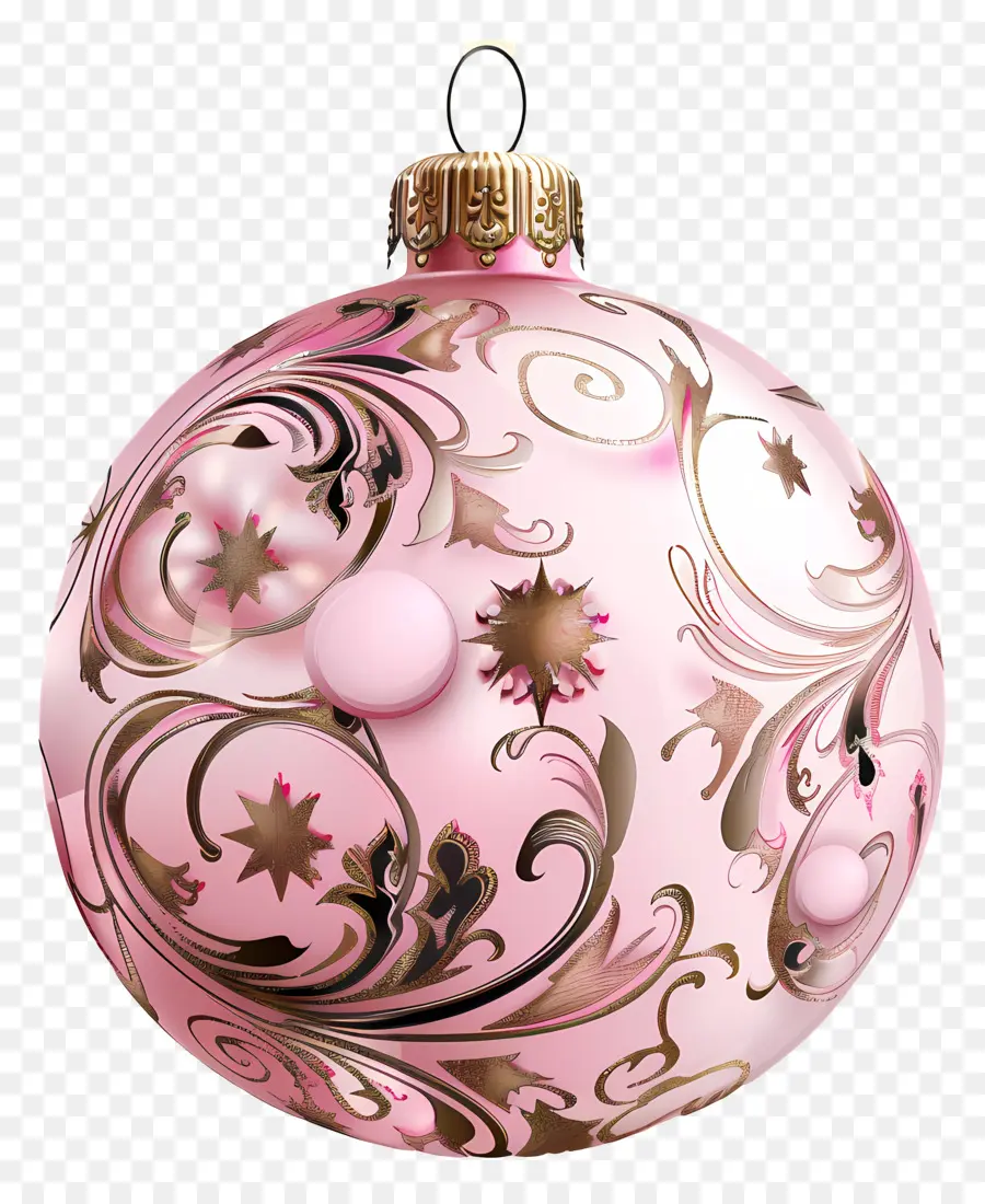 زخرفة عيد الميلاد الوردي，زخرفة الزجاج الوردي PNG