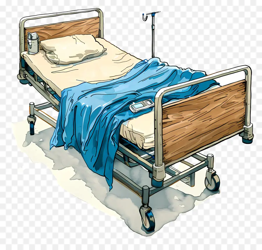 مستشفى سرير，بطانية زرقاء PNG