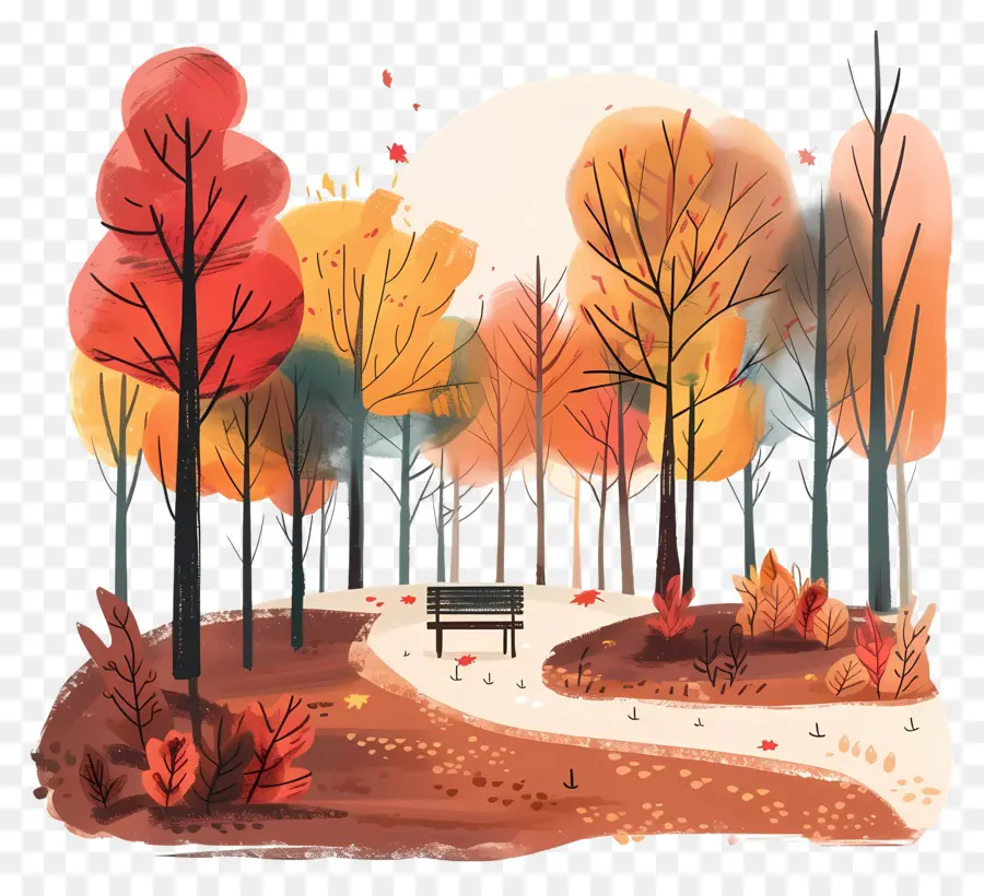 خلفية حديقة الخريف，ألوان مائية التوضيح PNG