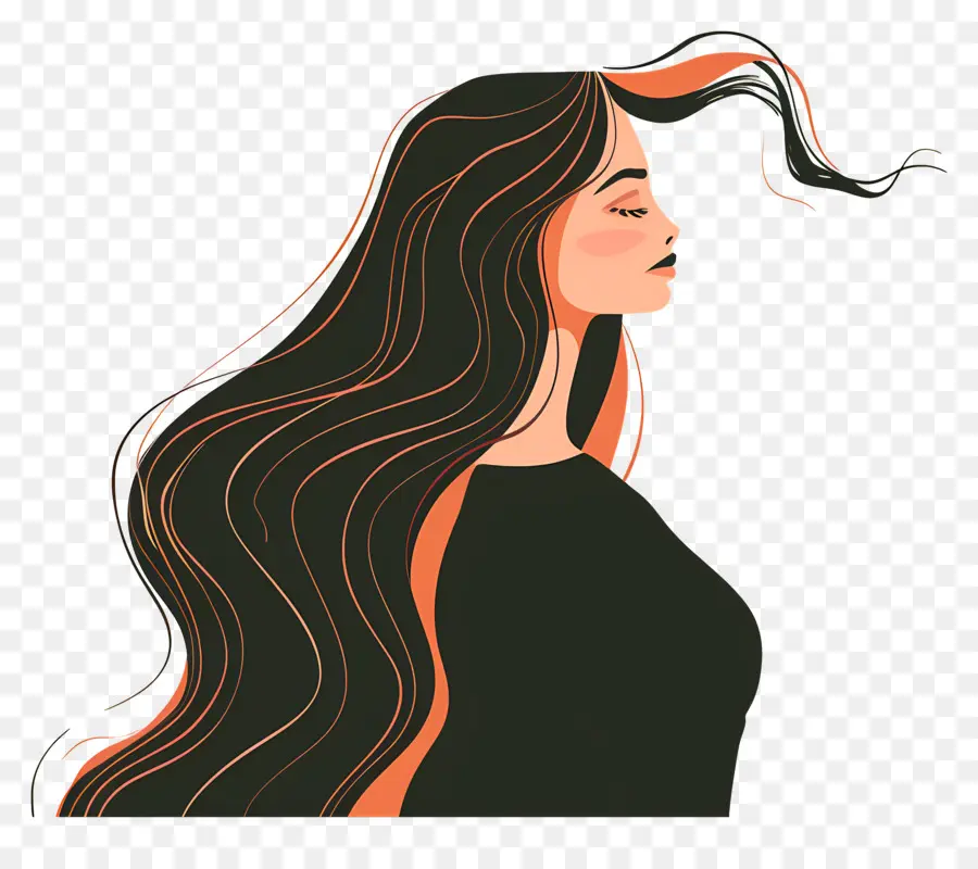 امرأة，الشعر الطويل PNG