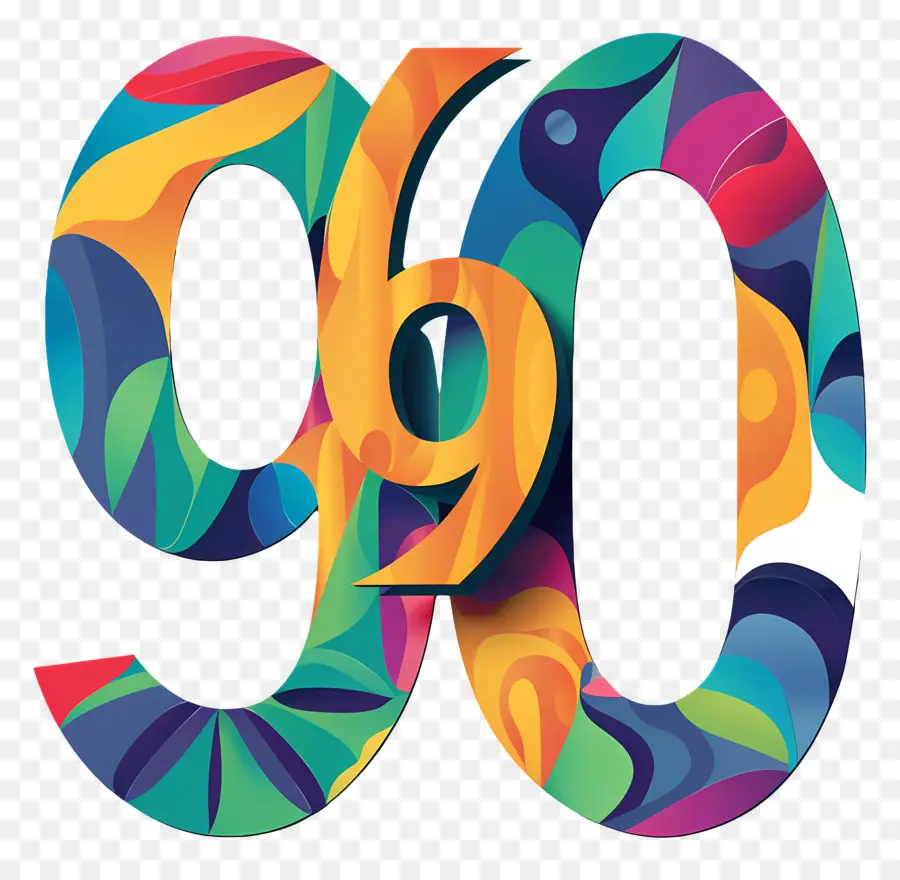 رقم 90，تصميم مجردة PNG
