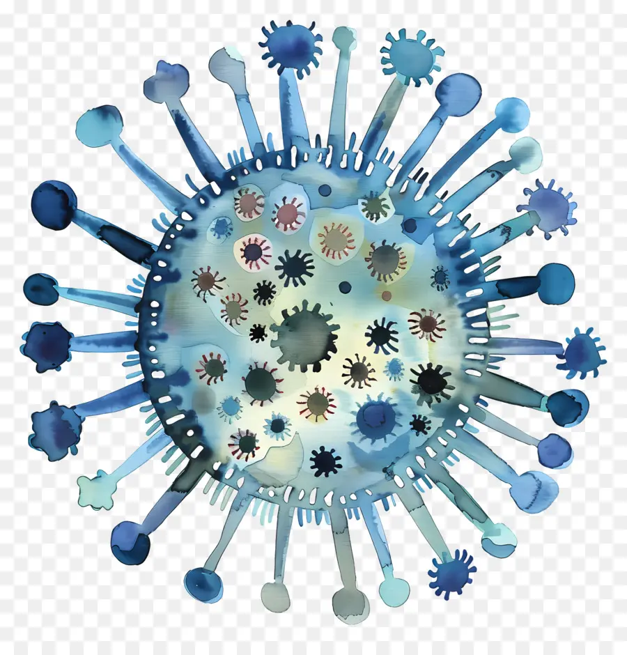 الفيروسات，ألوان مائية PNG