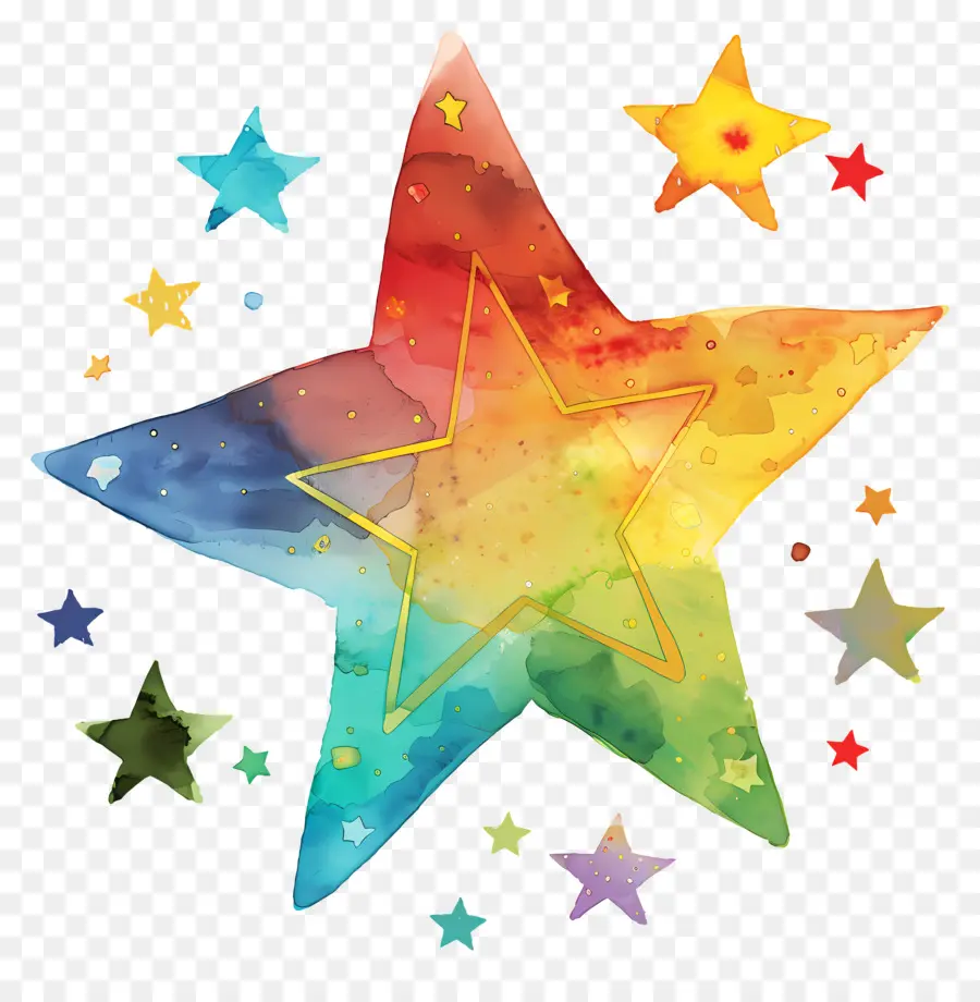 نجوم，ألوان مائية PNG