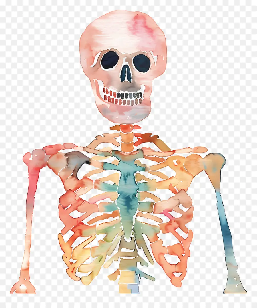 الهيكل العظمي，ألوان مائية PNG