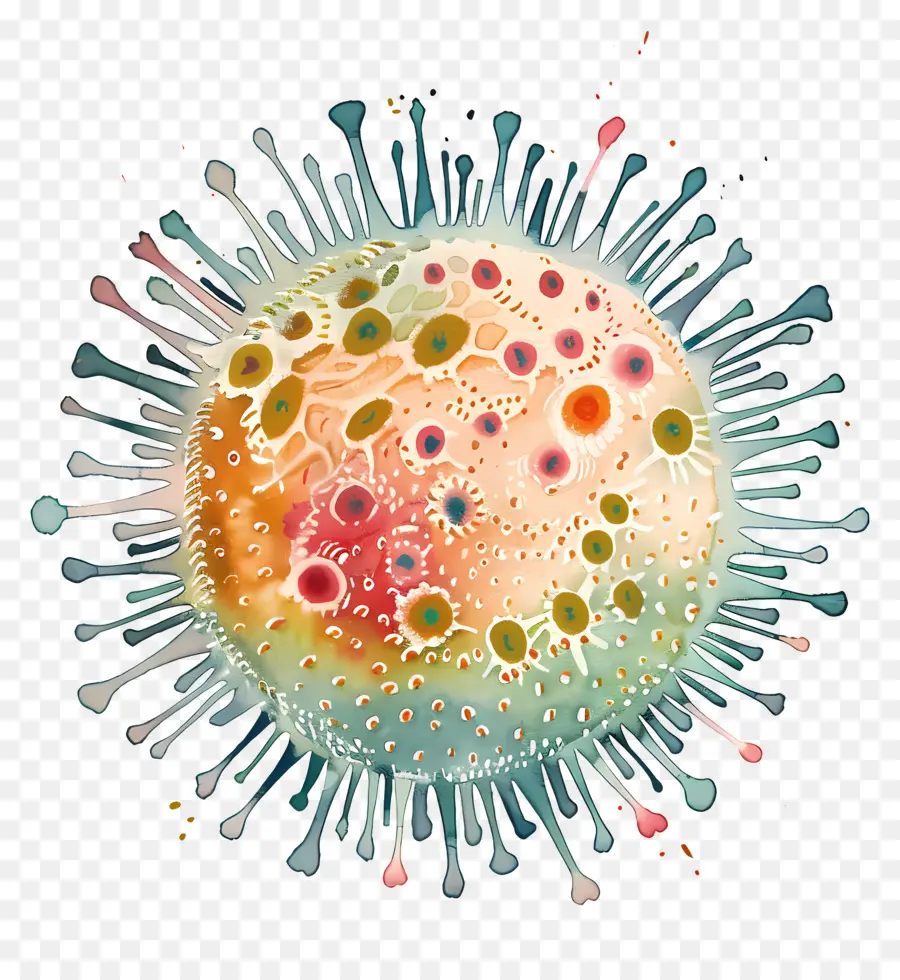 الفيروسات，ألوان مائية التوضيح PNG