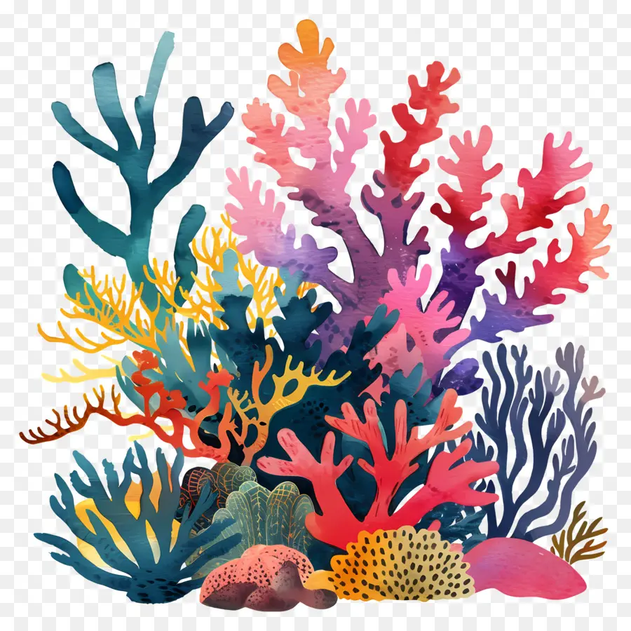 الشعاب المرجانية，الألوان PNG