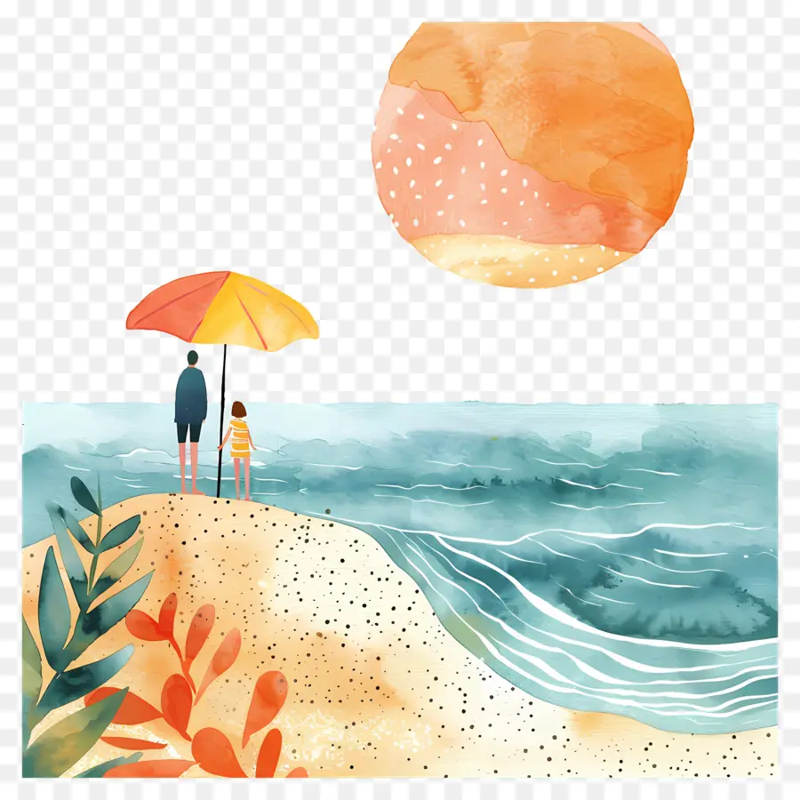 الصيف，الرسم بالألوان المائية PNG