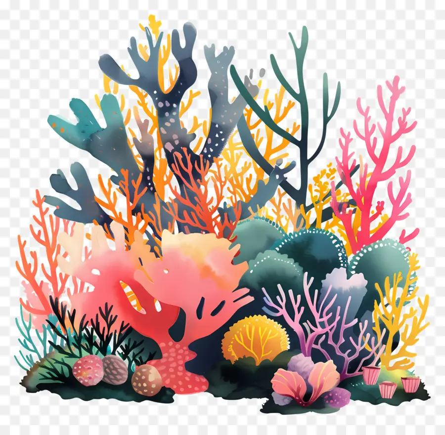 الشعاب المرجانية，النباتات البحرية PNG