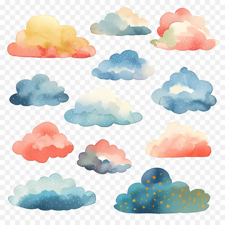 سحابة，ألوان مائية الغيوم PNG