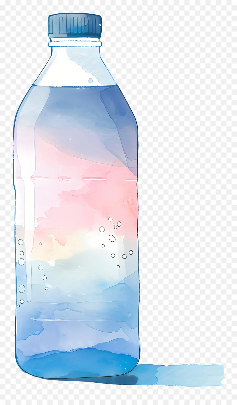 المياه زجاجة，الرسم بالألوان المائية PNG