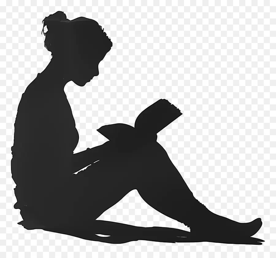 قراءة الكتب صورة ظلية，امرأة PNG