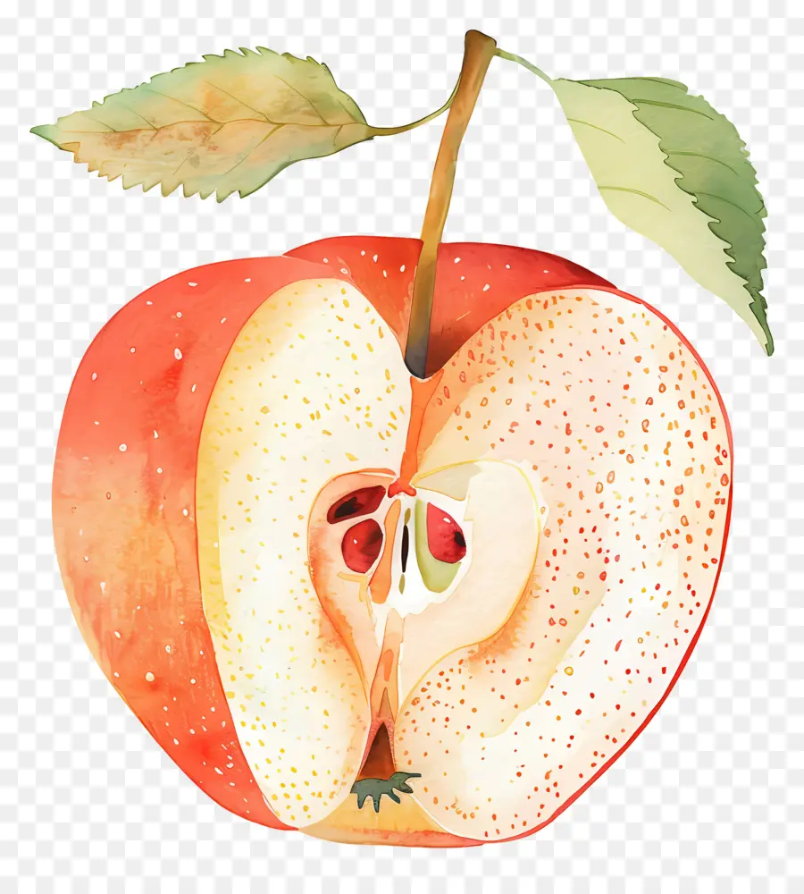 شريحة التفاح，نصف تفاحة PNG