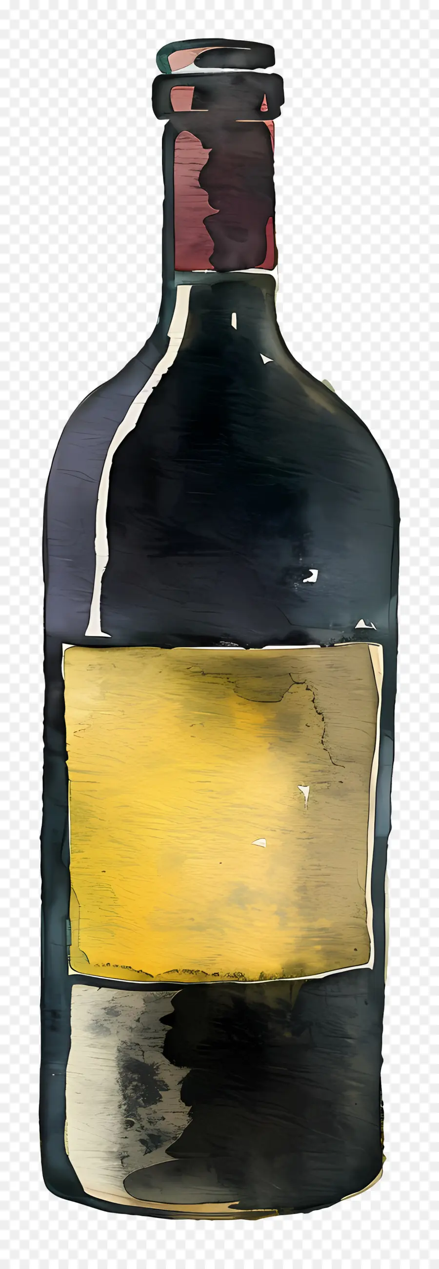 زجاجة النبيذ，الرسم بالألوان المائية PNG