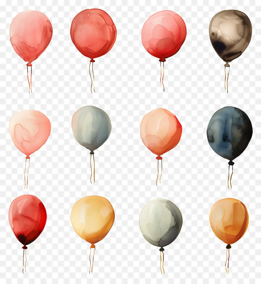 بالون，البالونات ذات الألوان المائية PNG