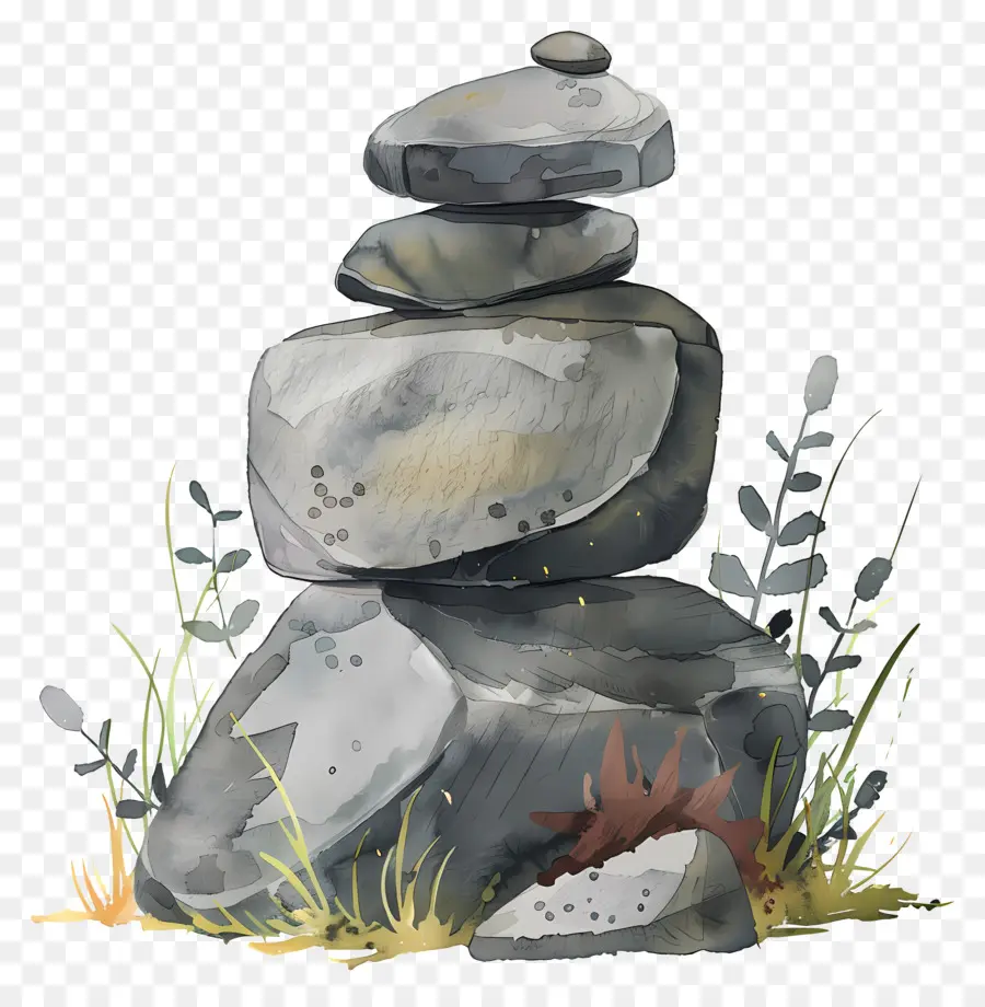 الحجر，الرسم بالألوان المائية PNG