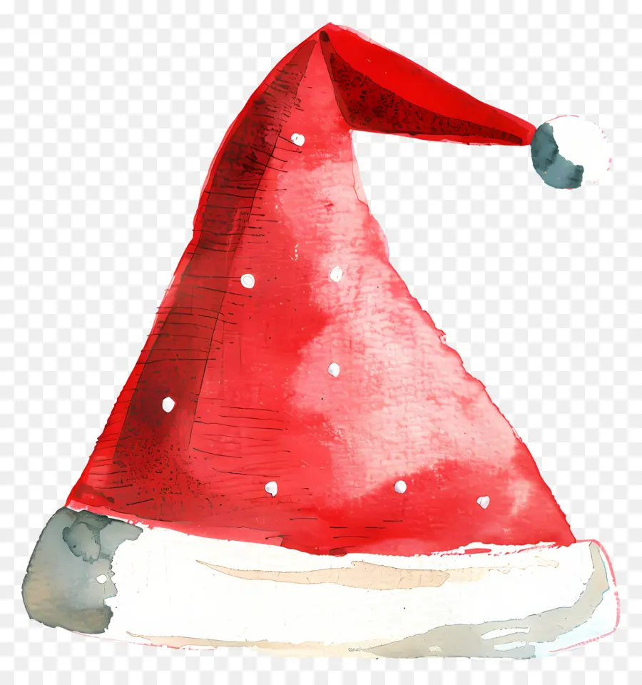 سانتا قبعة，الرسم بالألوان المائية PNG