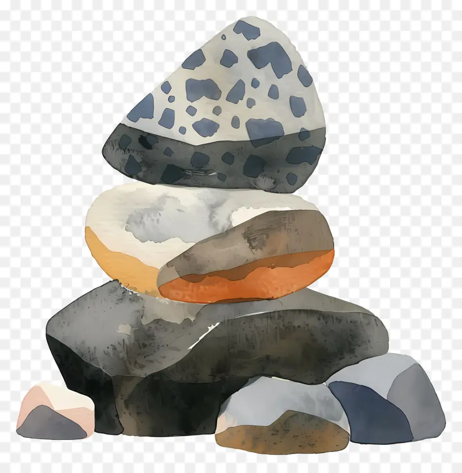 الحجر，ألوان مائية التوضيح PNG