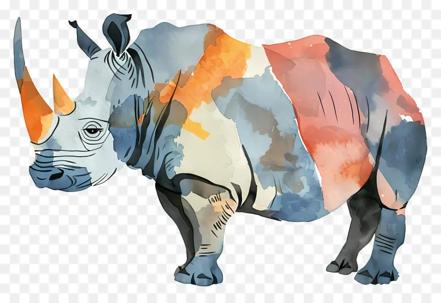 وحيد القرن，الرسم بالألوان المائية PNG