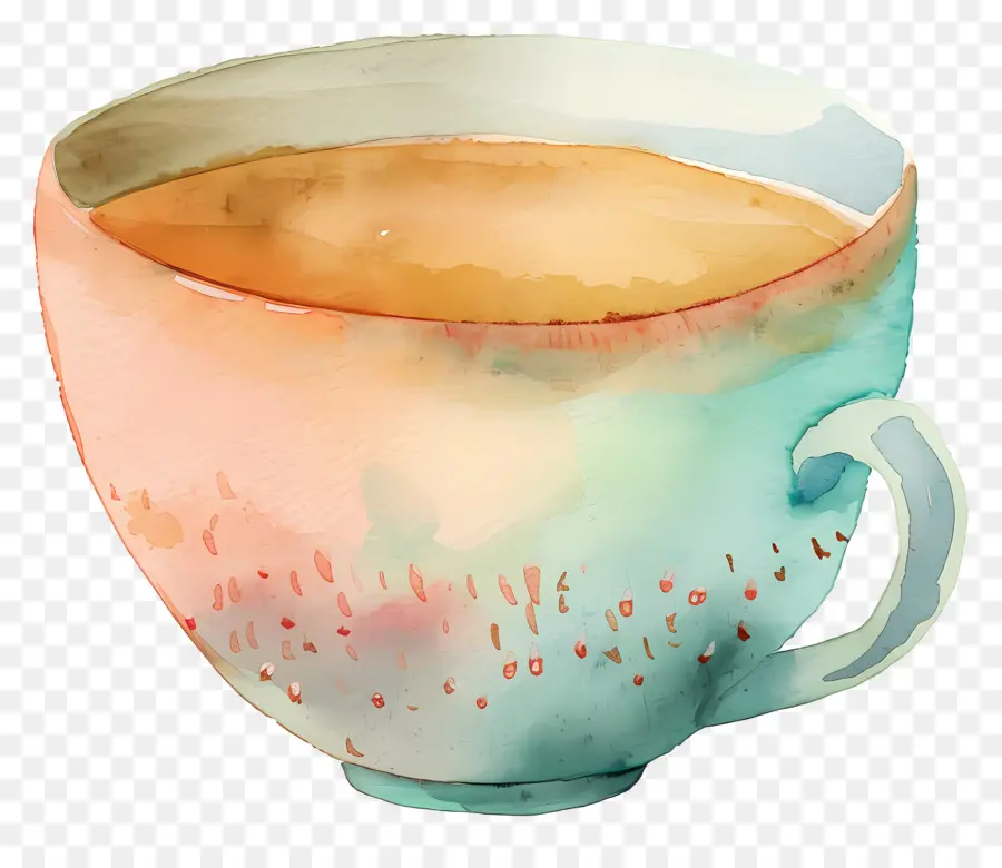 كأس الشاي，الرسم بالألوان المائية PNG