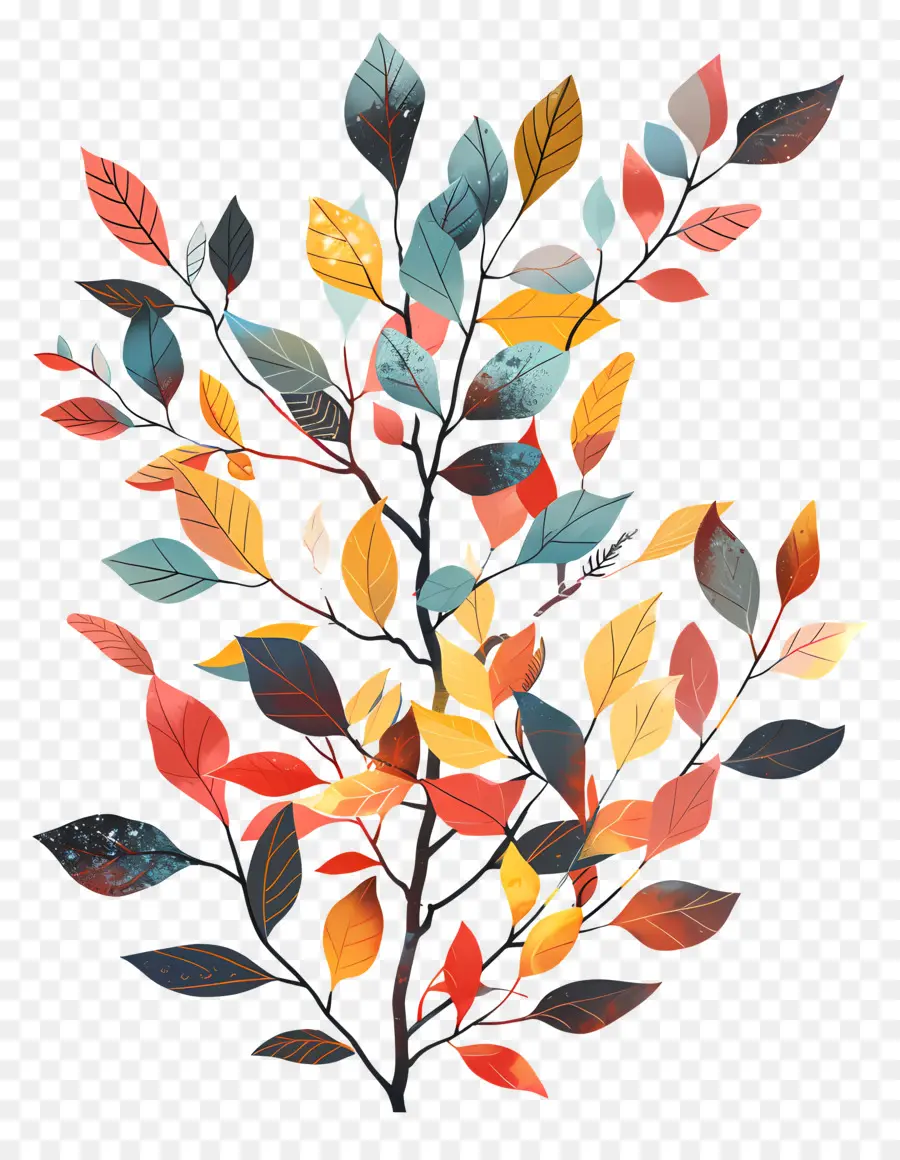 أوراق الشجر الخريف，الظلام شجرة PNG