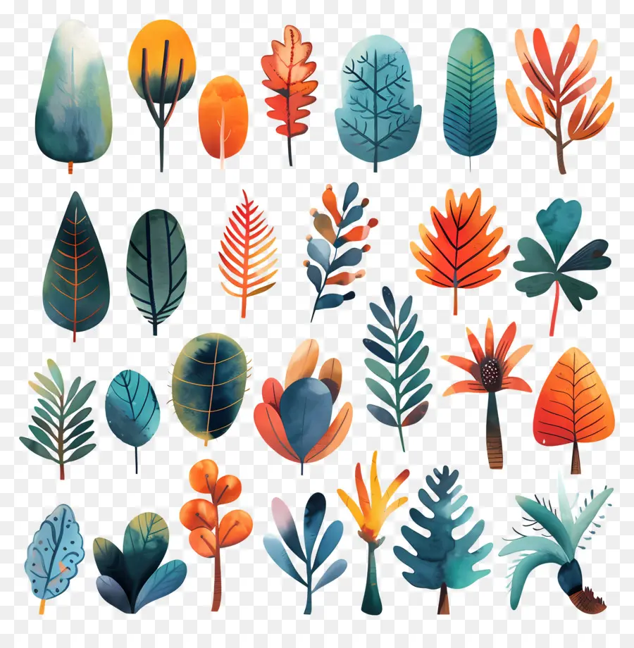 الغابات，الرسوم التوضيحية بالألوان المائية PNG