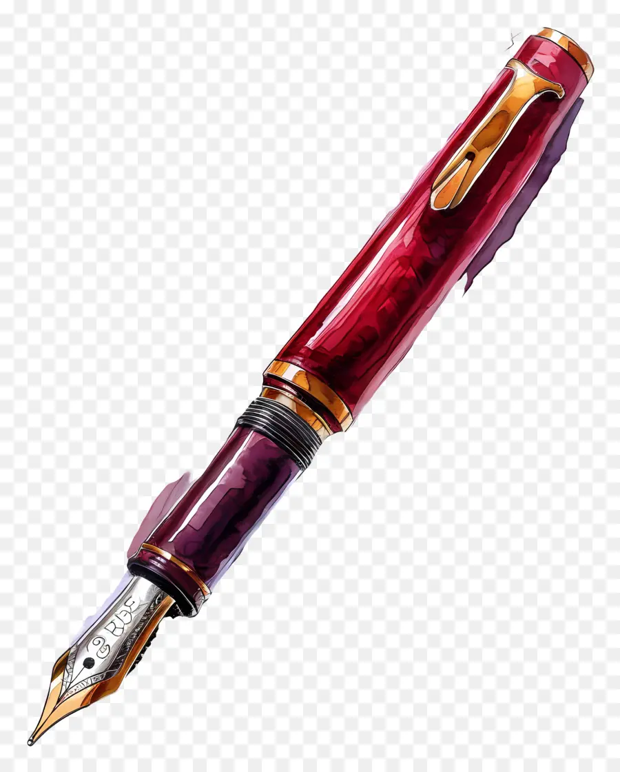نافورة القلم，قلم النافورة الحمراء PNG