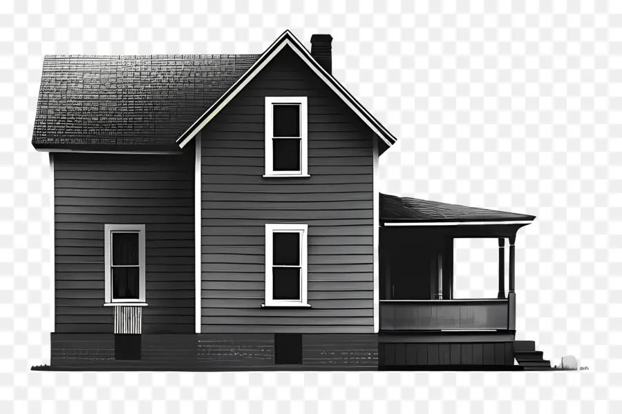 البيت صورة ظلية，منزل من طابقين PNG