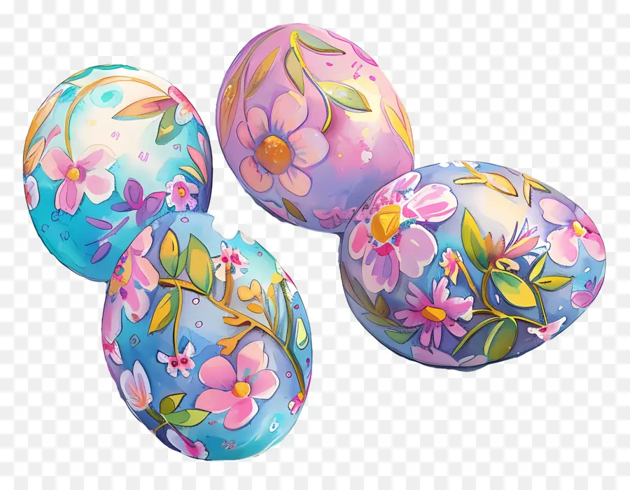 بيض عيد الفصح，ألوان مائية PNG