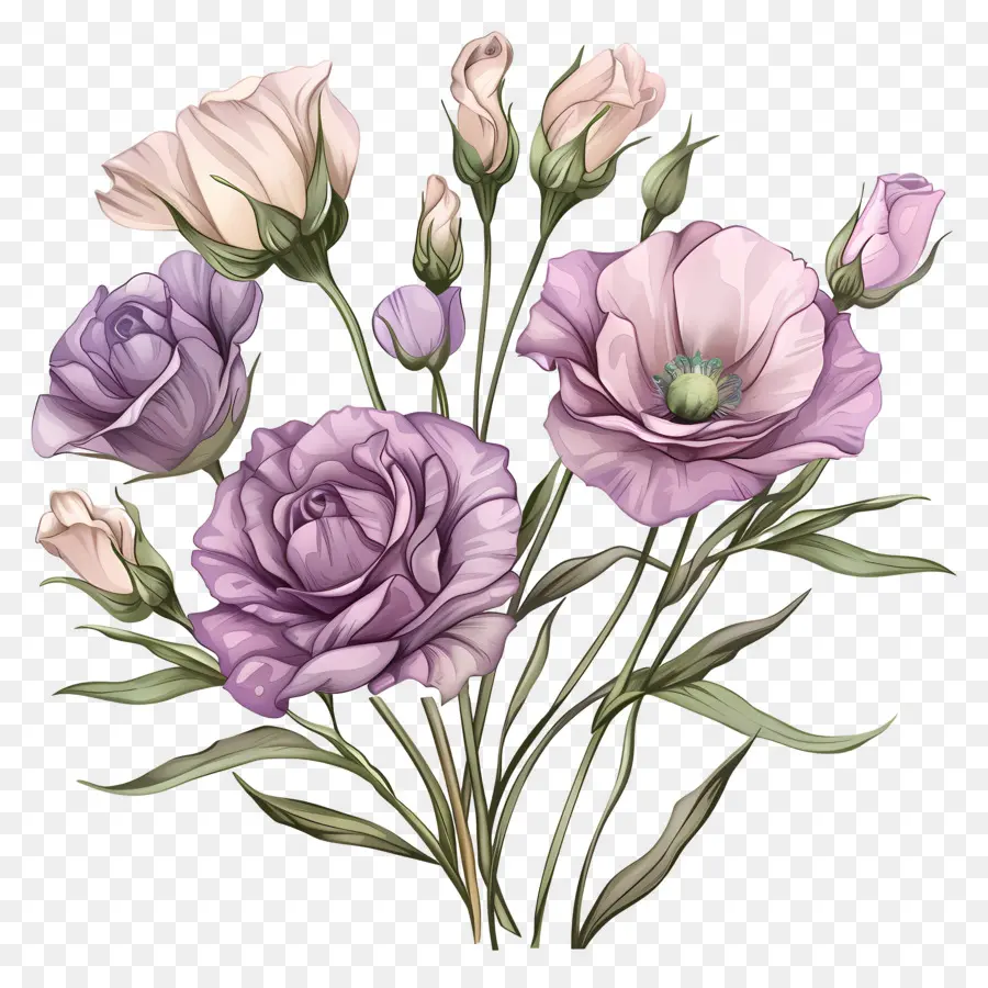 زهرة يوستوما，الزهور الوردية PNG