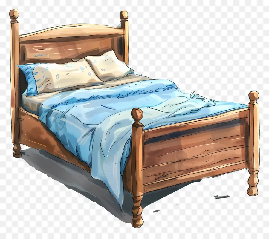 السرير，سرير خشبي PNG