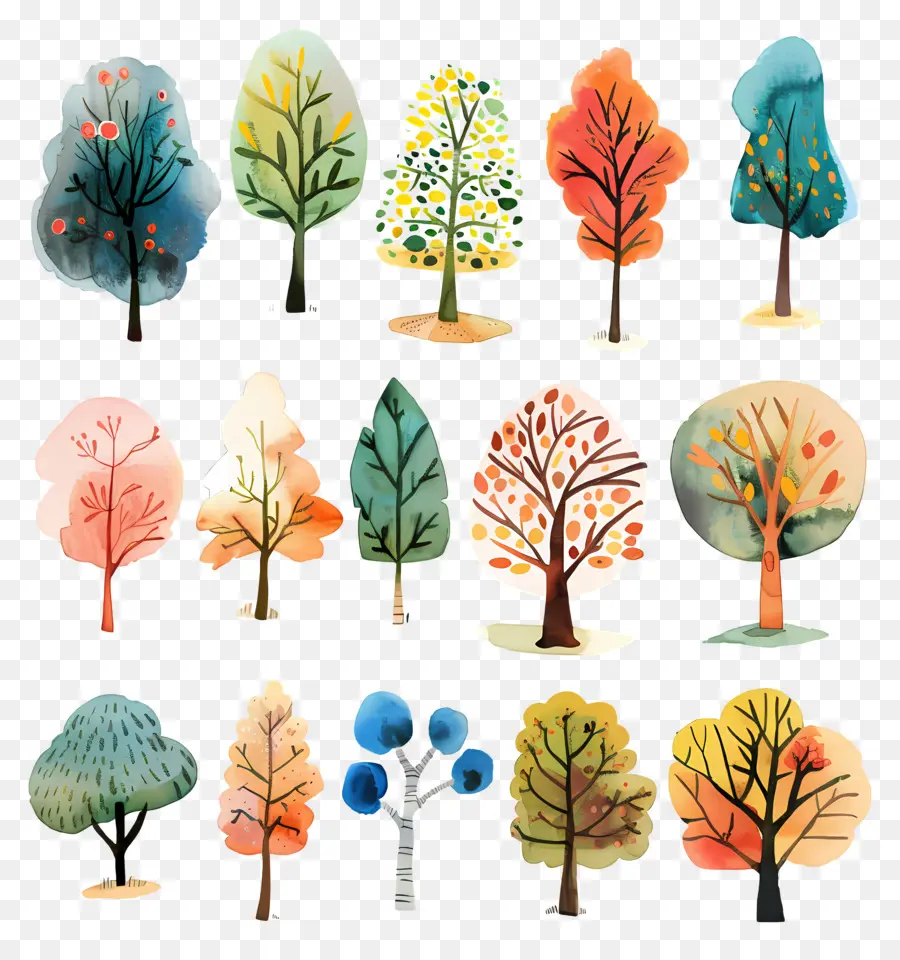 شجرة，رسومات بالألوان المائية PNG