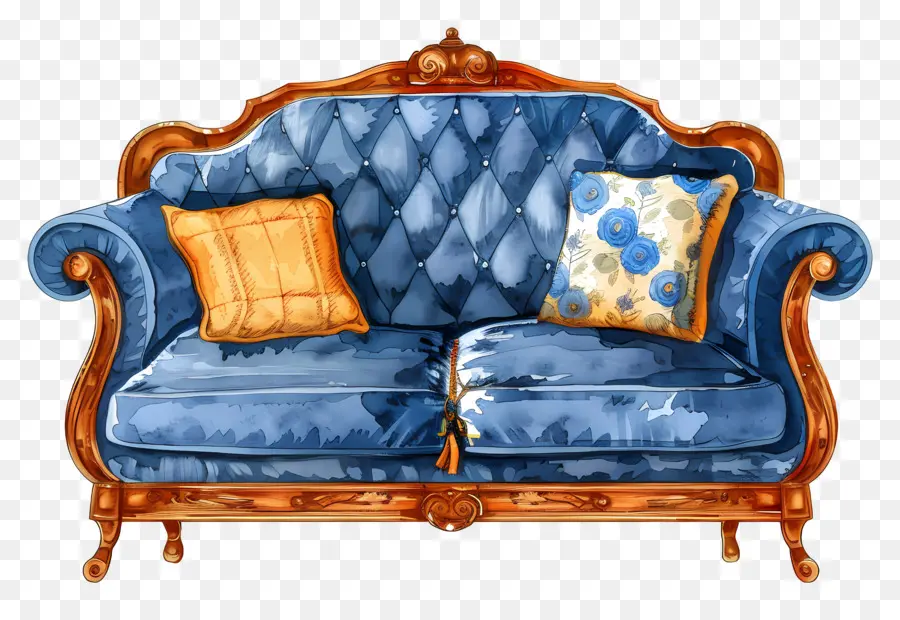 أريكة زرقاء，الأريكة الأزرق المخملي PNG
