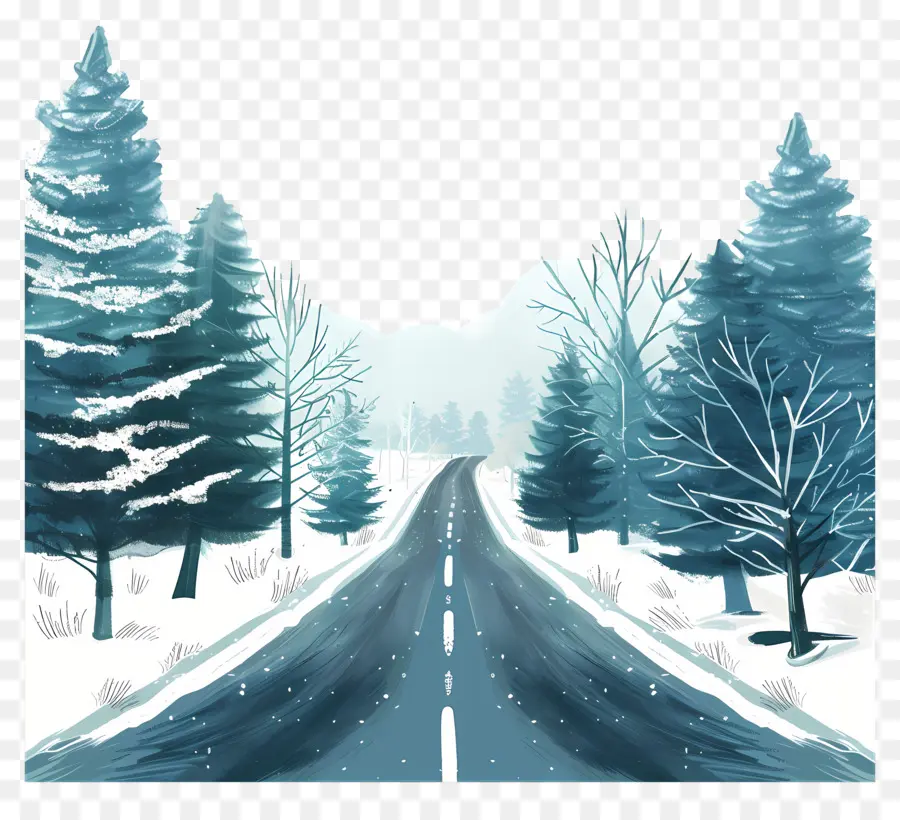 خلفية الطريق الشتوية，الشتاء المشهد PNG