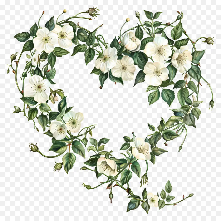 قلب الأزهار，اكليلا من الزهور على شكل قلب PNG