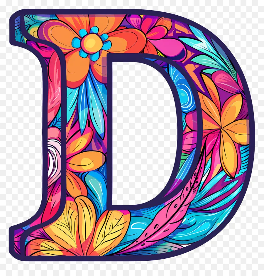 الرسالة D，تصاميم الأزهار PNG