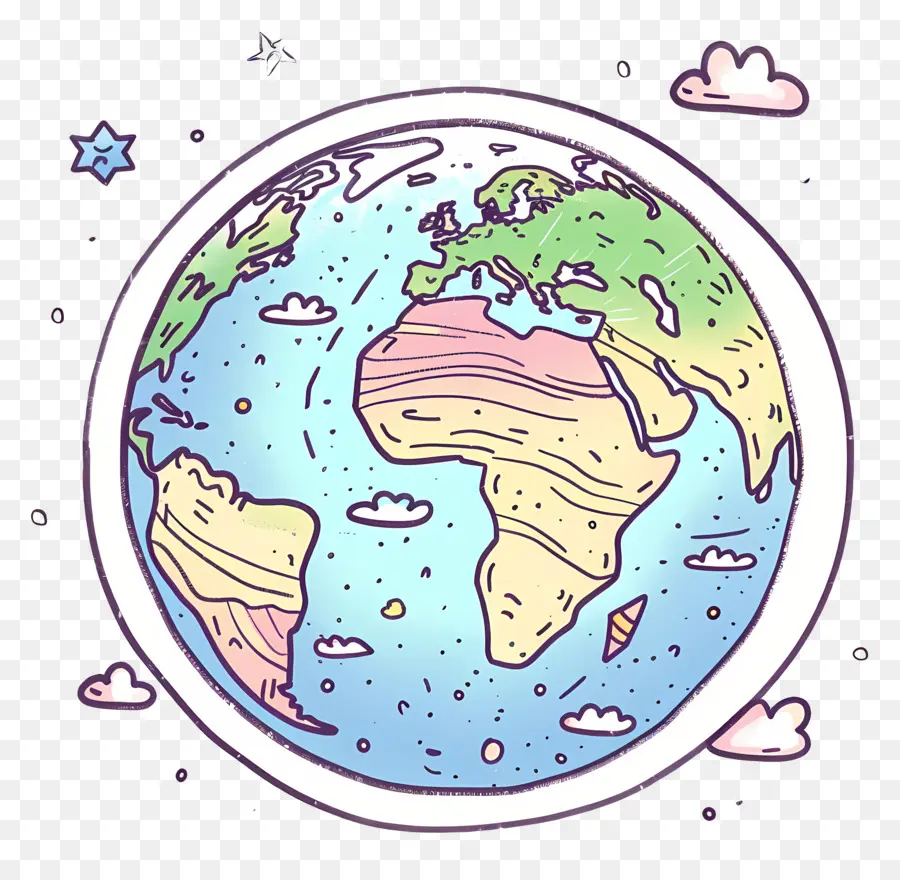 Doodle Earth，توضيح الأرض PNG