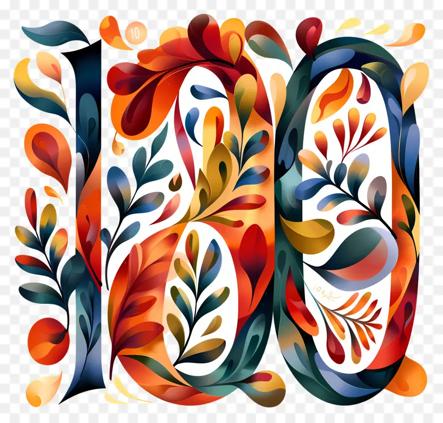 عدد 100，الرسم بالألوان المائية PNG