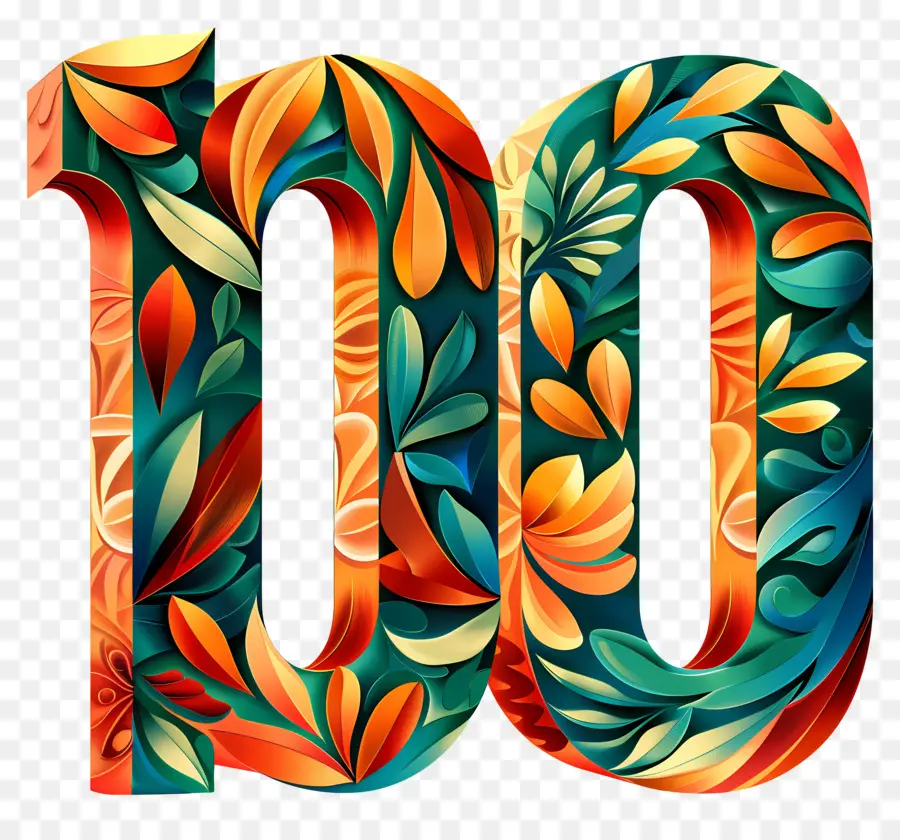 عدد 100，تصميم الأزهار PNG