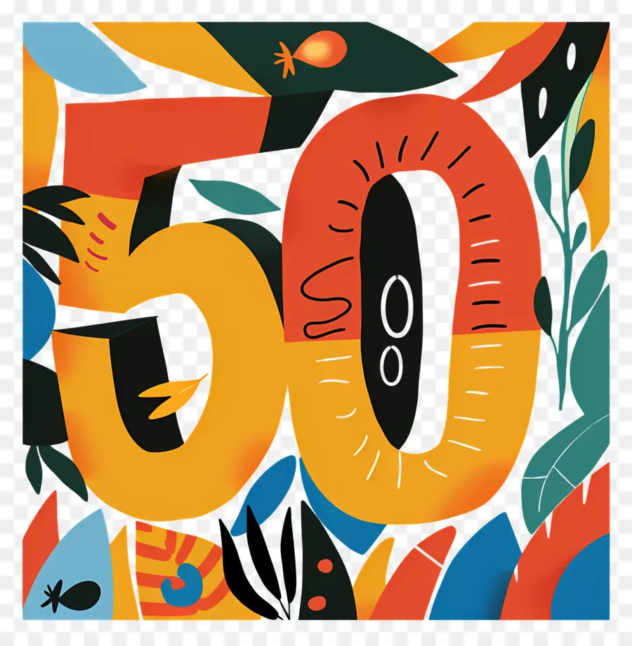 عدد 50，عيد ميلاد 50 PNG