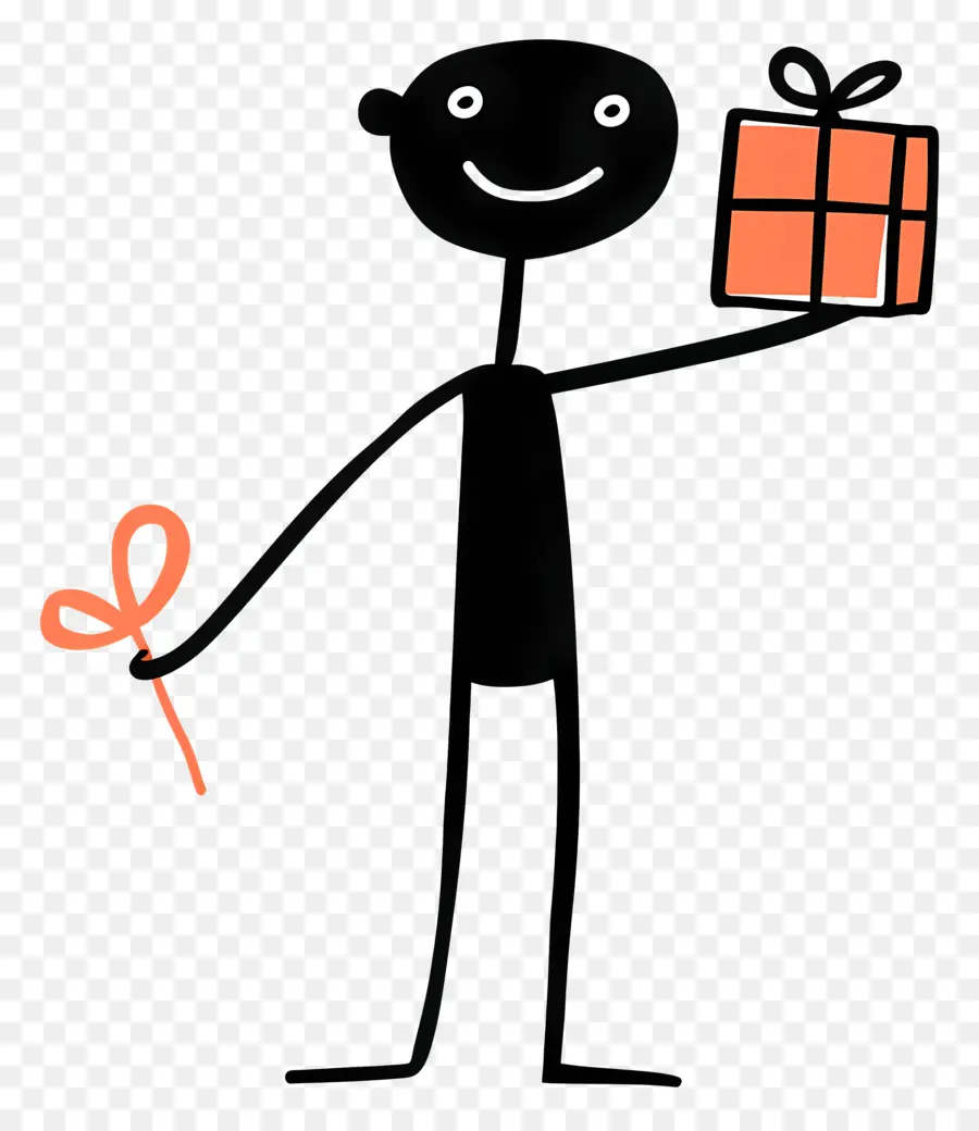 Stickman مع صندوق الهدايا，عيد ميلاد PNG