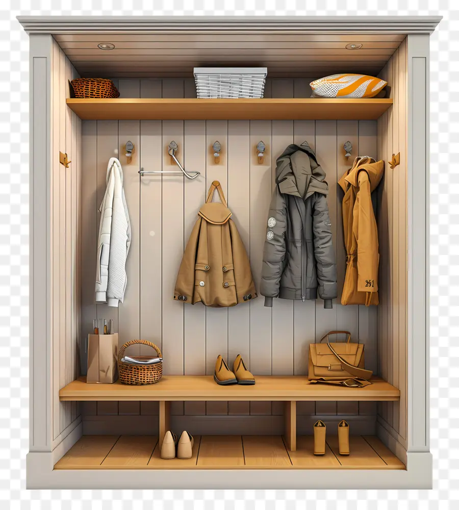 3d Mudroom，معطف الرف PNG