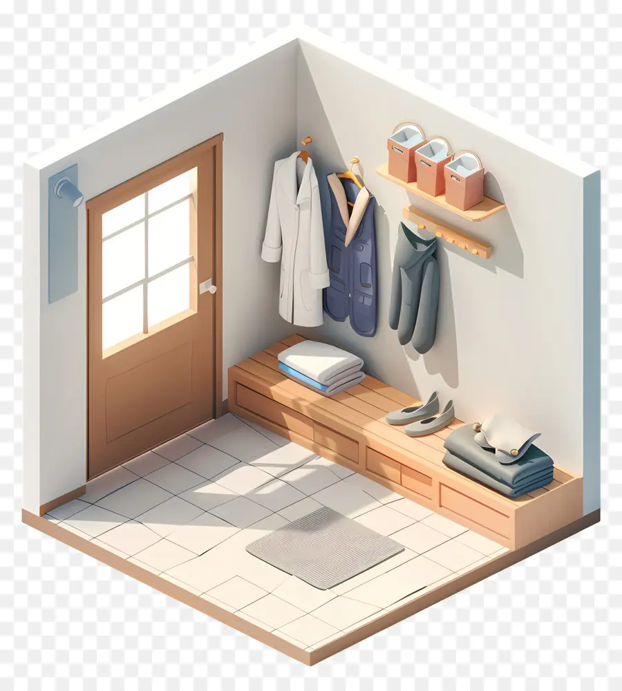 3d Mudroom，غرفة نوم صغيرة PNG