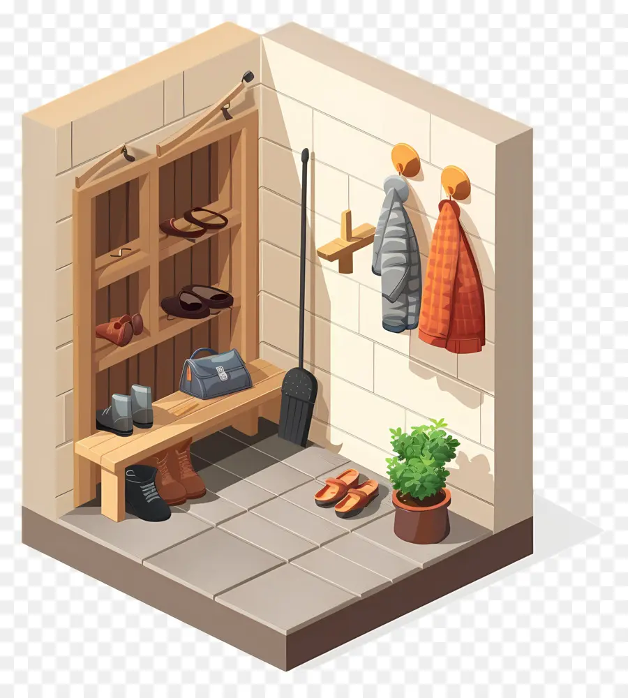 3d Mudroom，معطف الرف PNG