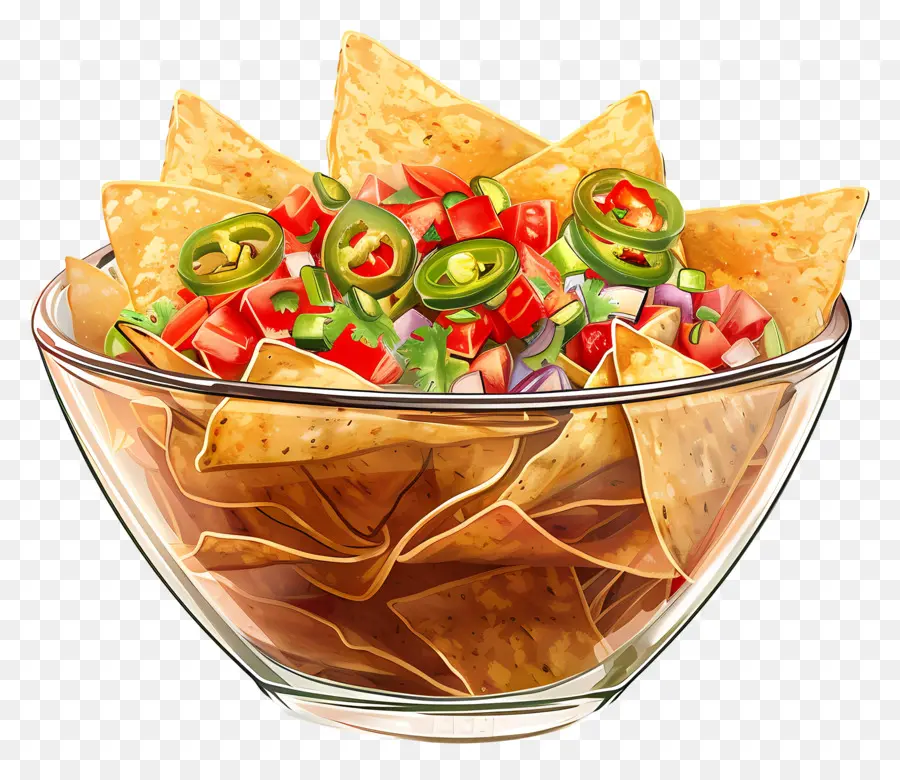 وعاء من Nachos，رقائق ناتشو PNG